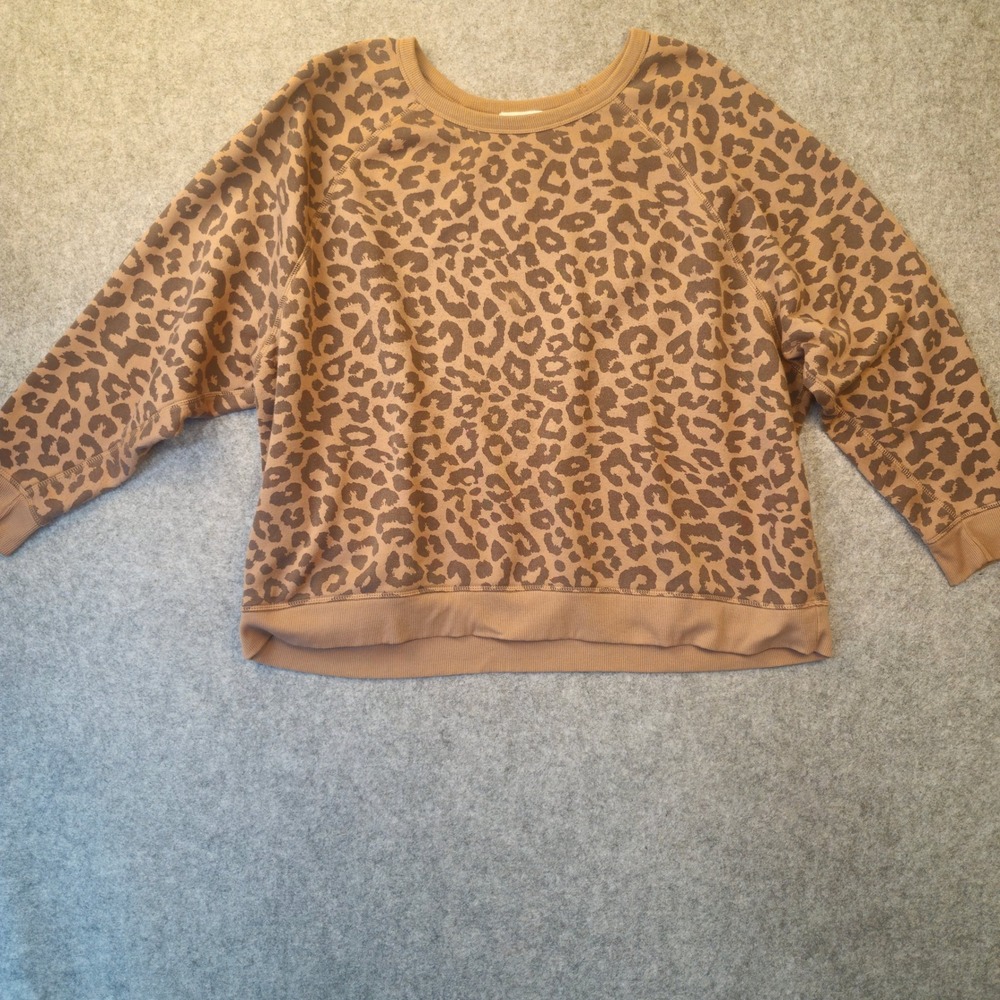 Grayson Threads Leopard Print Sweatshirt Womens 2X Brown Tan Fleece Pullover